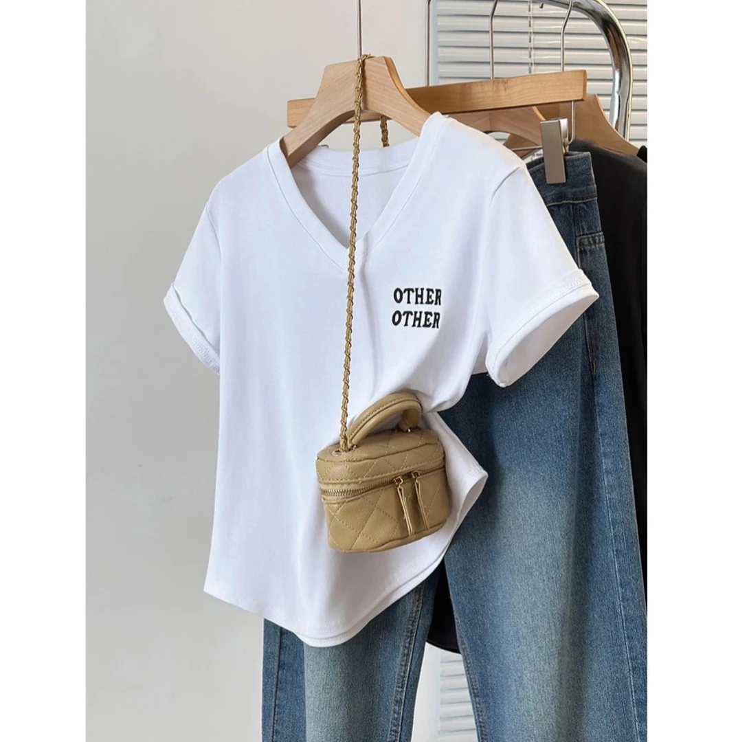 【熙小范】335纯色抗静电常规款厌世风常规T恤修身打底衫-1