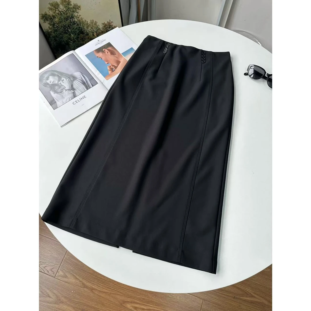 小静折扣~N1713P 松紧腰后开叉通勤包臀一步裙半身裙（卡码拍大）