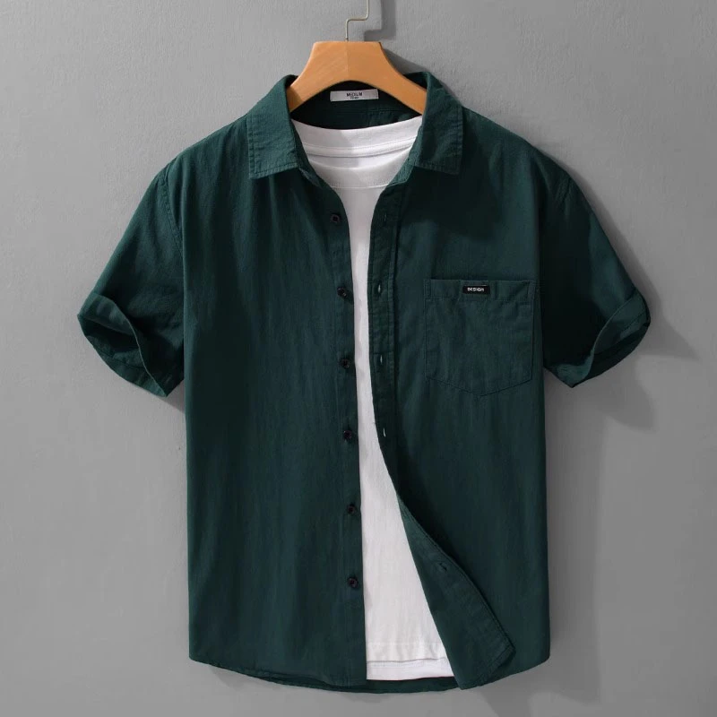 臣吾英伦优雅男士短袖衬衫全棉百搭寸衫休闲高级上衣男人夫感衬衣