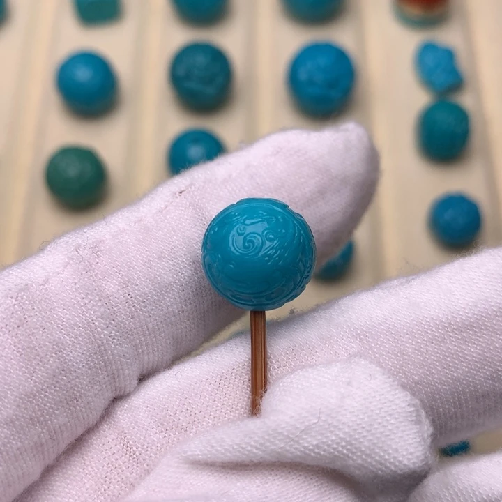 绿松石未镶嵌绿松石龙凤球12.6