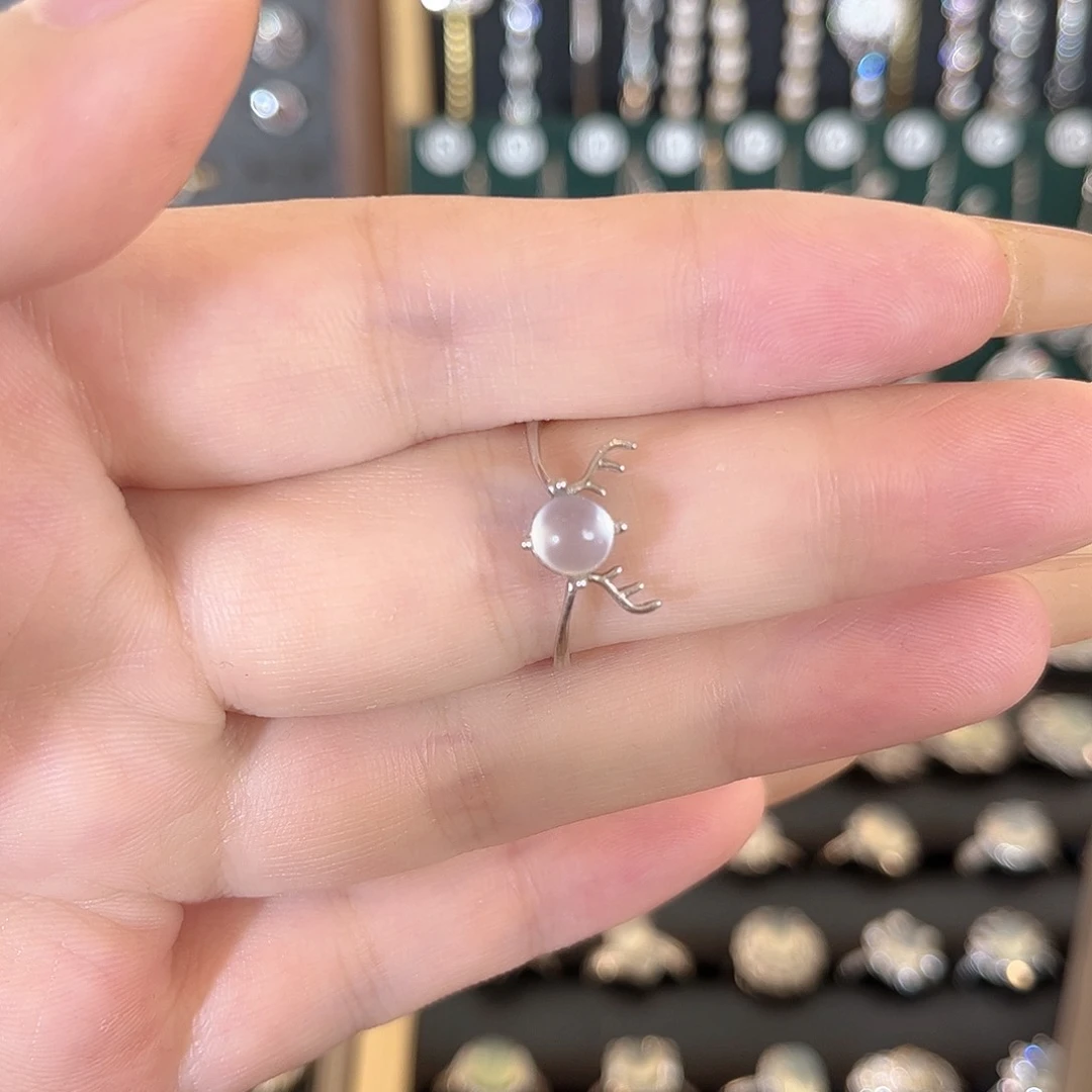 蛇纹石玉银S925镶嵌戒指