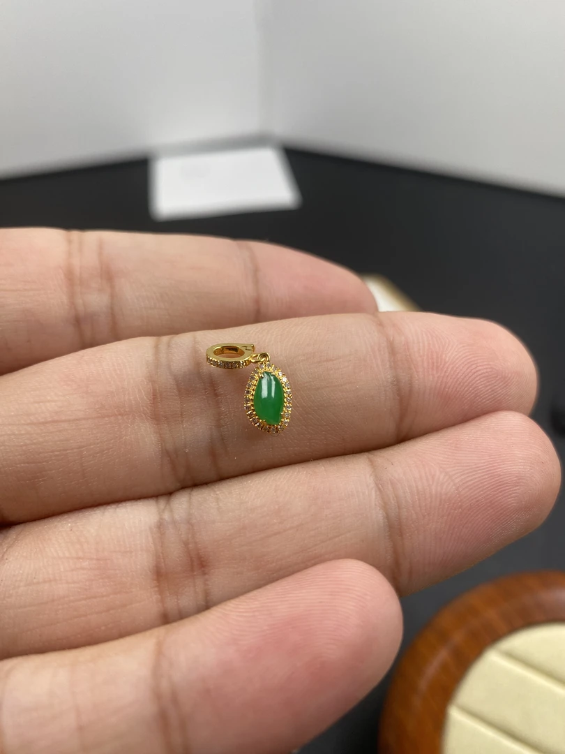 翡翠18k金镶嵌滴流-28