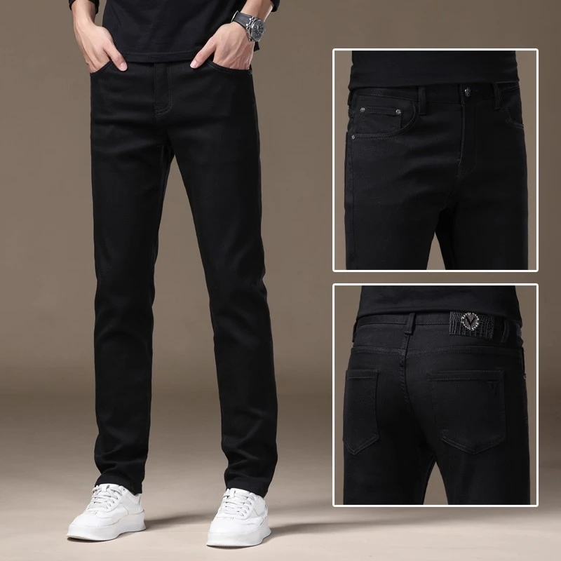 One What秋季欧洲站高级黑牛仔裤男士潮牌直筒裤休闲百搭男款长裤