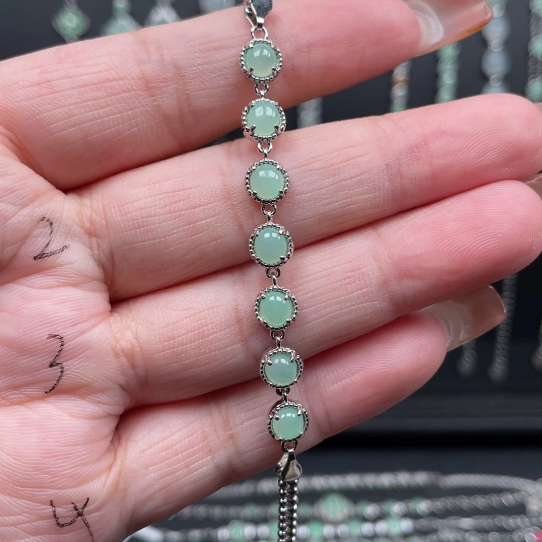 翡翠戒指银S925镶嵌手链