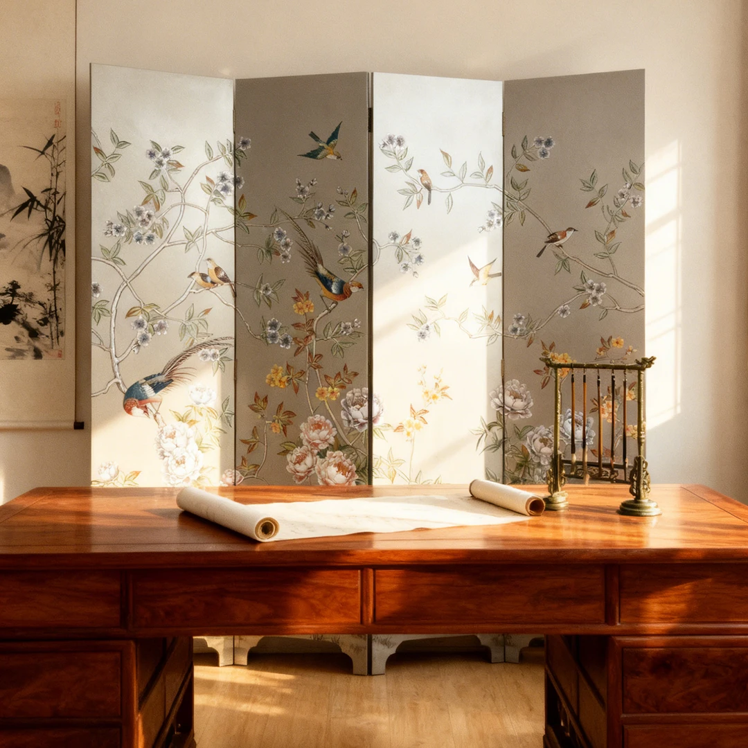 【本尼家】TS443花鸟图折屏高220*宽50cm*4片