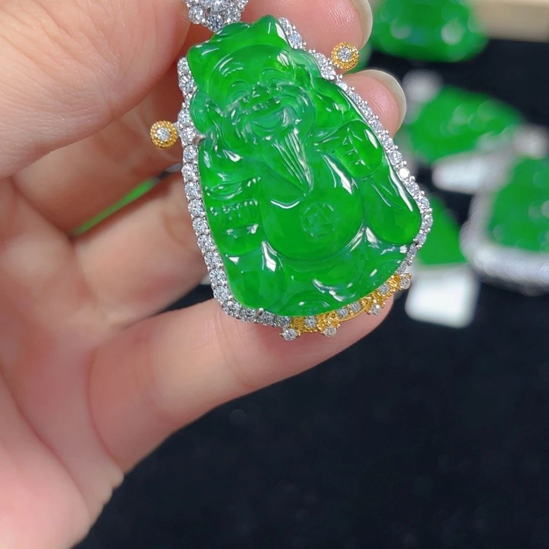 翡翠银S925镶嵌吊坠(不含链)