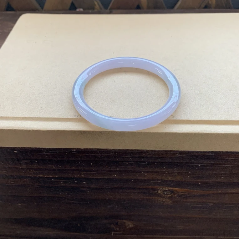 糯冰胶润冰粉紫圆条手镯，3280圈口54.3-7.1-7.3，天然翡翠缅A小纹