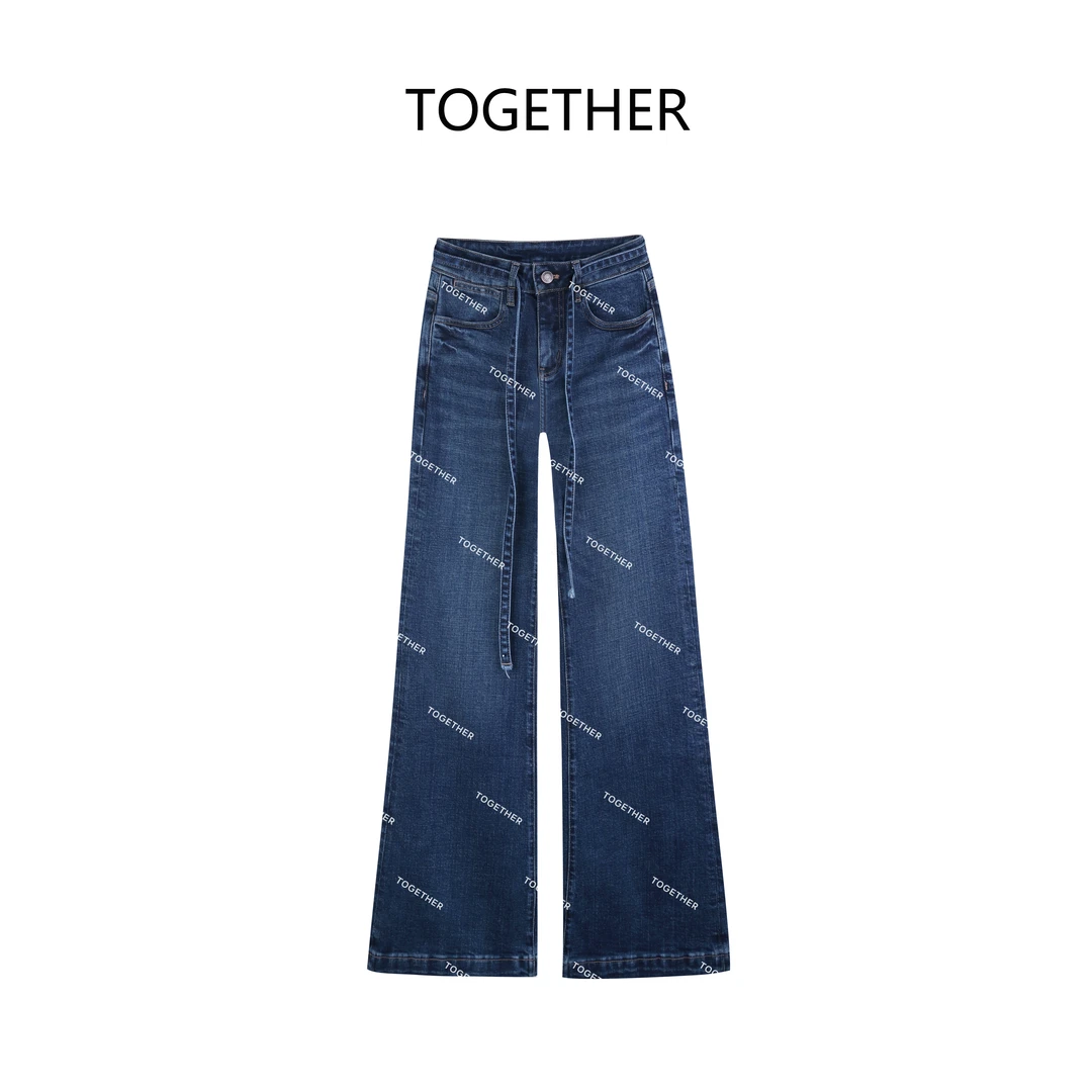 【Together】微微弹系带直筒喇叭牛仔裤#Q5250
