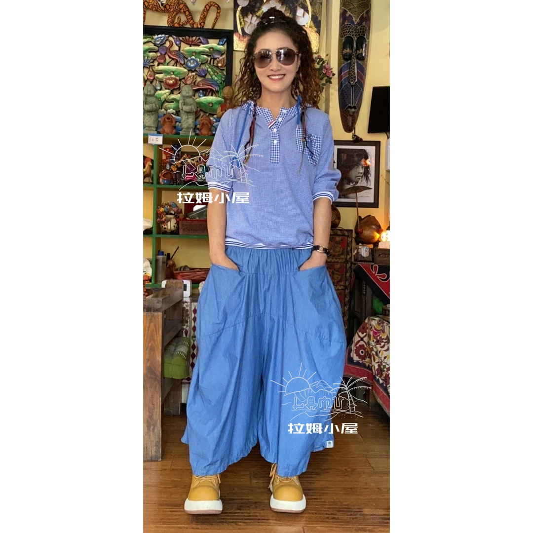 拉姆小屋 春夏新品 洋气连帽格子中袖套头衫 韩国制造