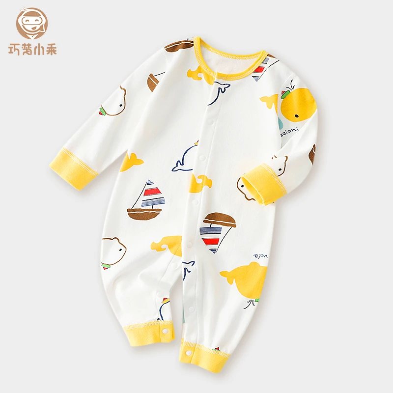 新生儿纯棉长袖连体衣秋冬婴儿爬服哈衣男女宝宝舒适透气家居服