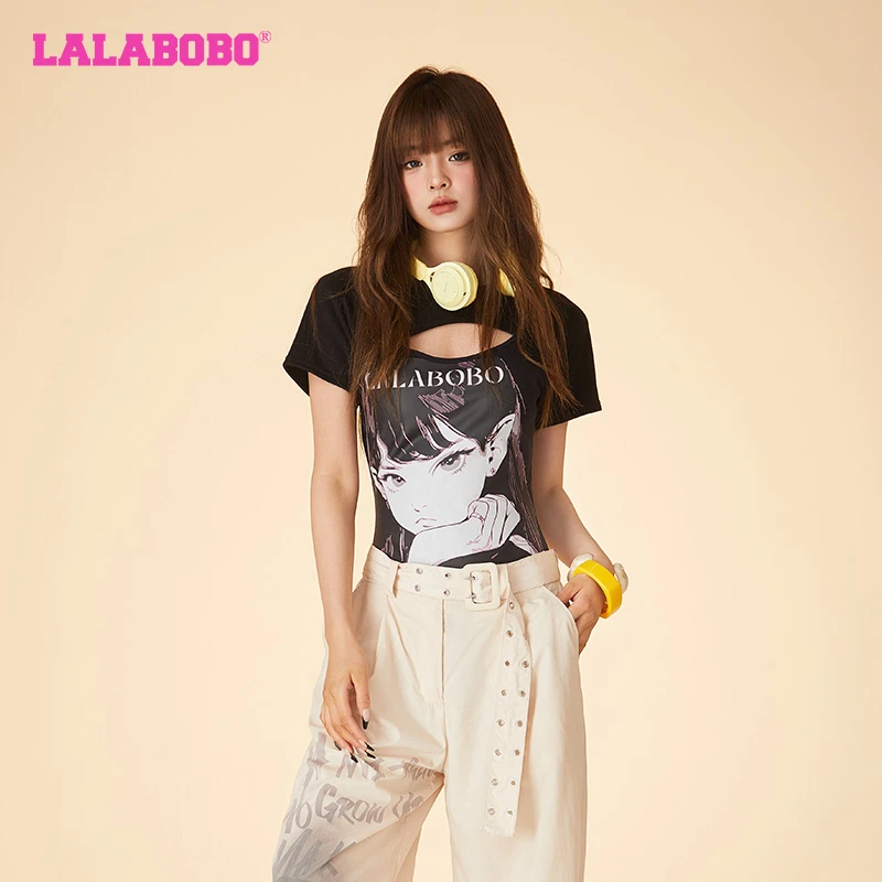 【芋总专属】LALA夏款潮流复古连体辣妹短袖T恤LBDB-WLZY12