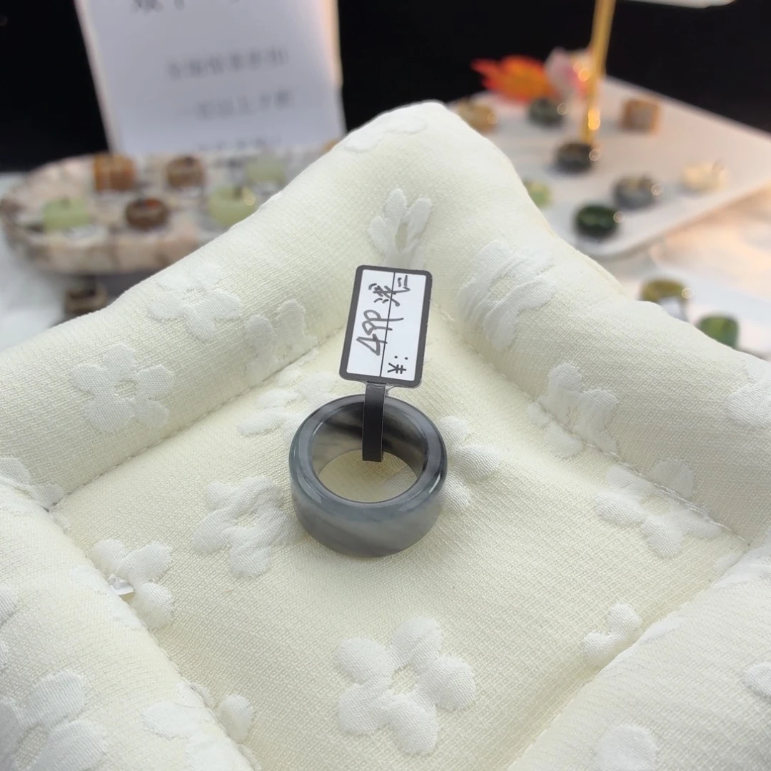 和田玉（糖玉）未镶嵌戒指Q54青花圆切16.8不退换