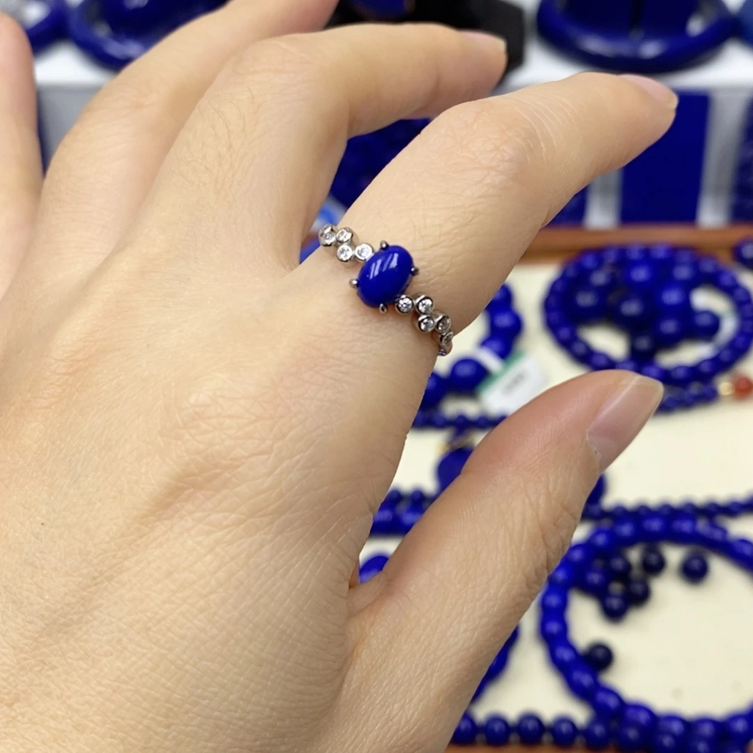 青金石戒指银S925镶嵌