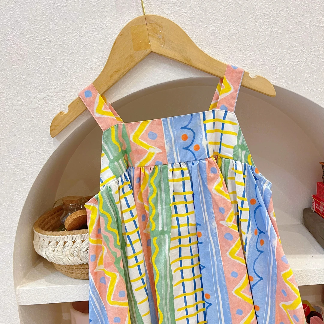 【二月天】女童设计师款度假风夏季纯棉夏装吊牌裙