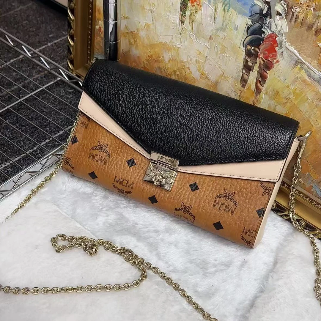 95新 MCM 拼色woc斜挎包/聪聪/95新