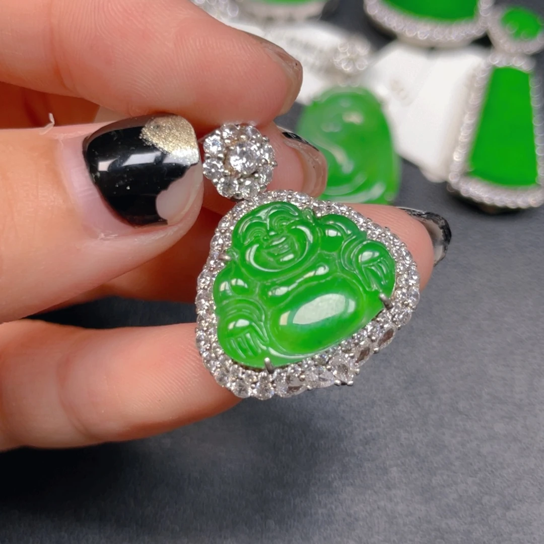 翡翠银S925镶嵌挂件hhhh