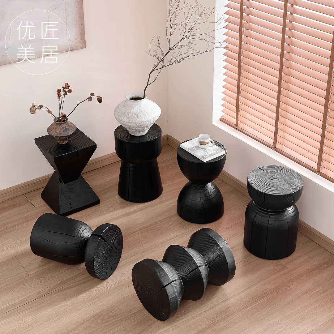 品质奢华型原木根雕凳子艺术风格型
