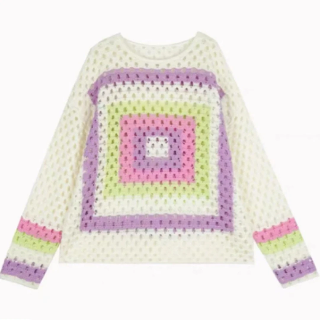 穿上缤纷！漂亮彩虹外套针织毛衣上衣7394