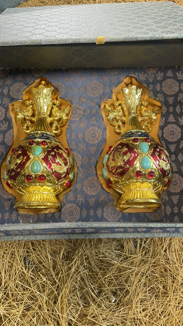 【闪购链接】一对黄色蓝珠瓶