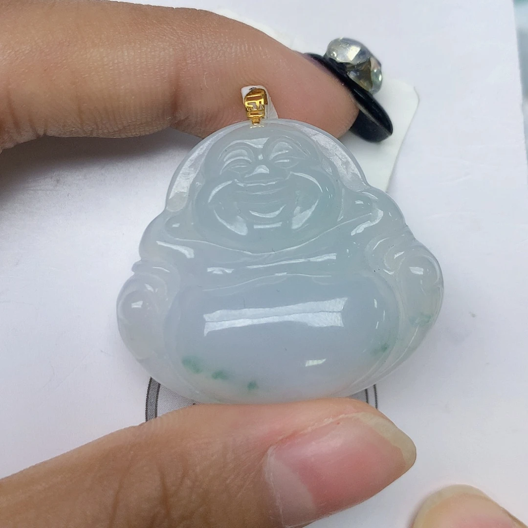 颈饰18K金镶嵌翡翠天然翡翠