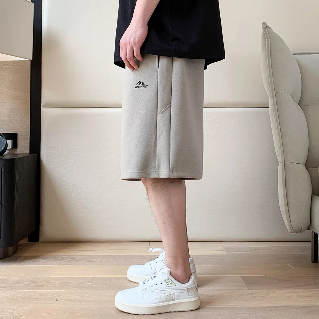 VTOS维特沃森大码男装胖子夏季宽松刺绣休闲裤男士大码针织短裤