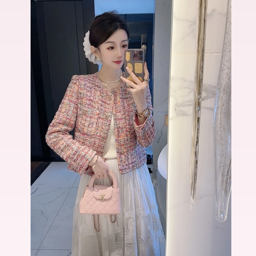 【大静静】彩色编织粗呢花小香风外套1105