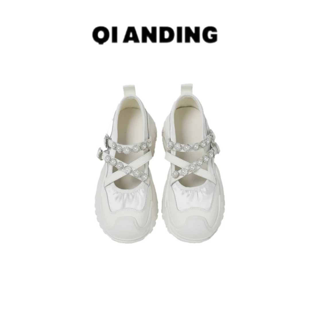 JZ【钉珠芭蕾玛丽珍鞋】钉珠镶钻厚底增高百搭时尚休闲鞋子JZ25314