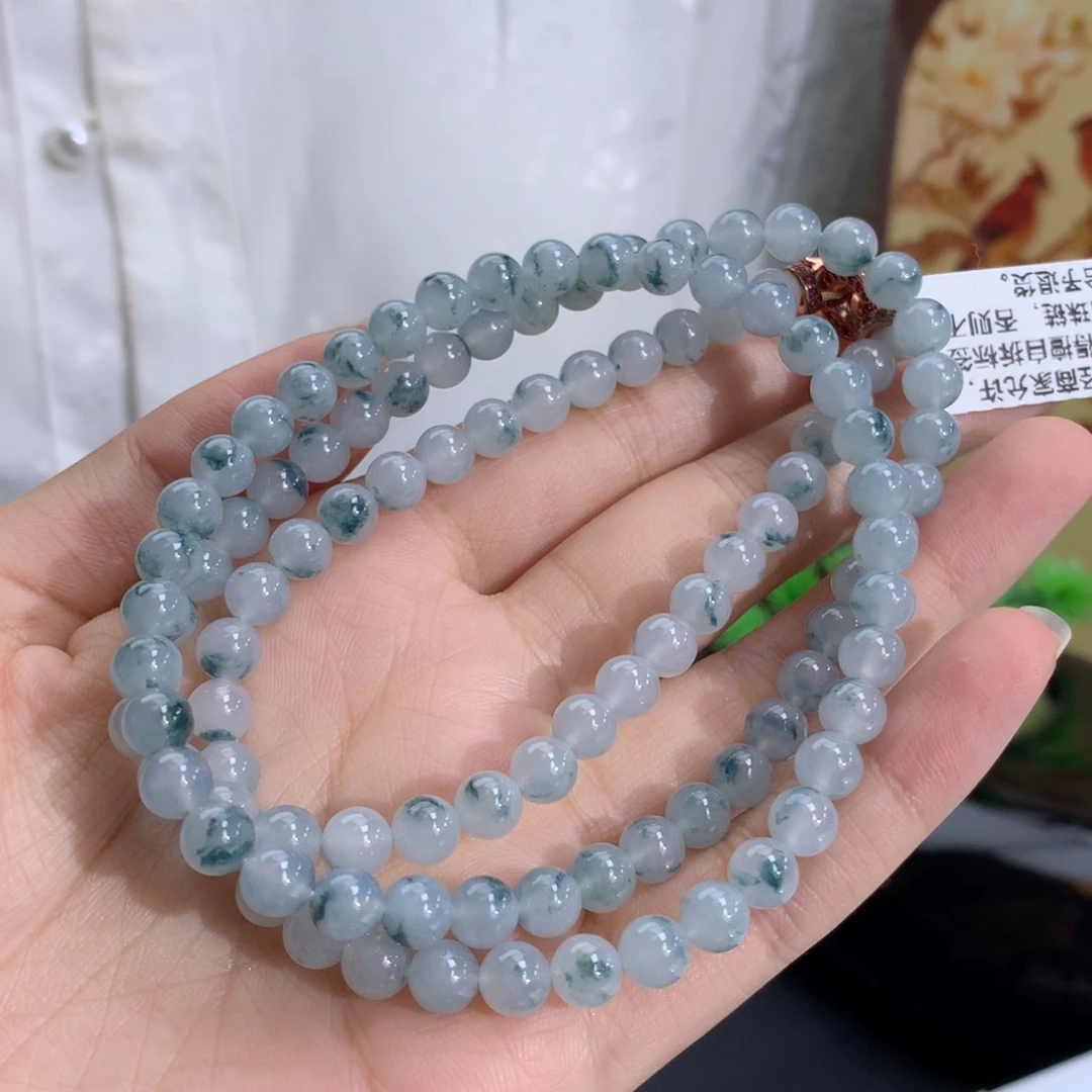 未镶嵌手串翡翠卡6.0冰润胶蓝飘花