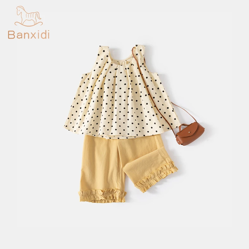 班喜迪女童套装夏款洋气时髦小童装儿童背带两件套夏季宝宝衣服