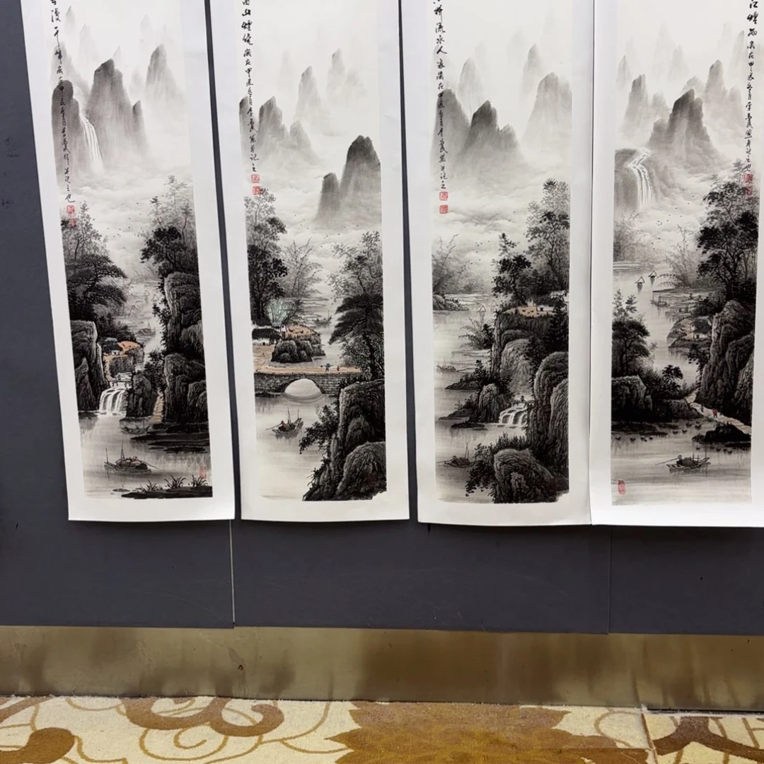 书法旗*李益民四条屏李欣主播