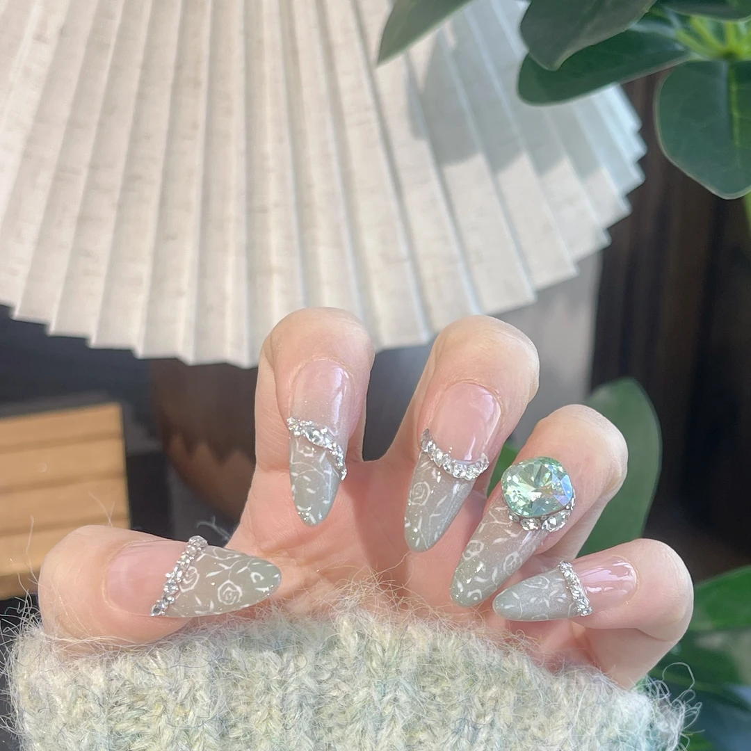 巴仑美【青桐花锦】设计师 青锦花少女可重复穿戴美甲 施家华子钻