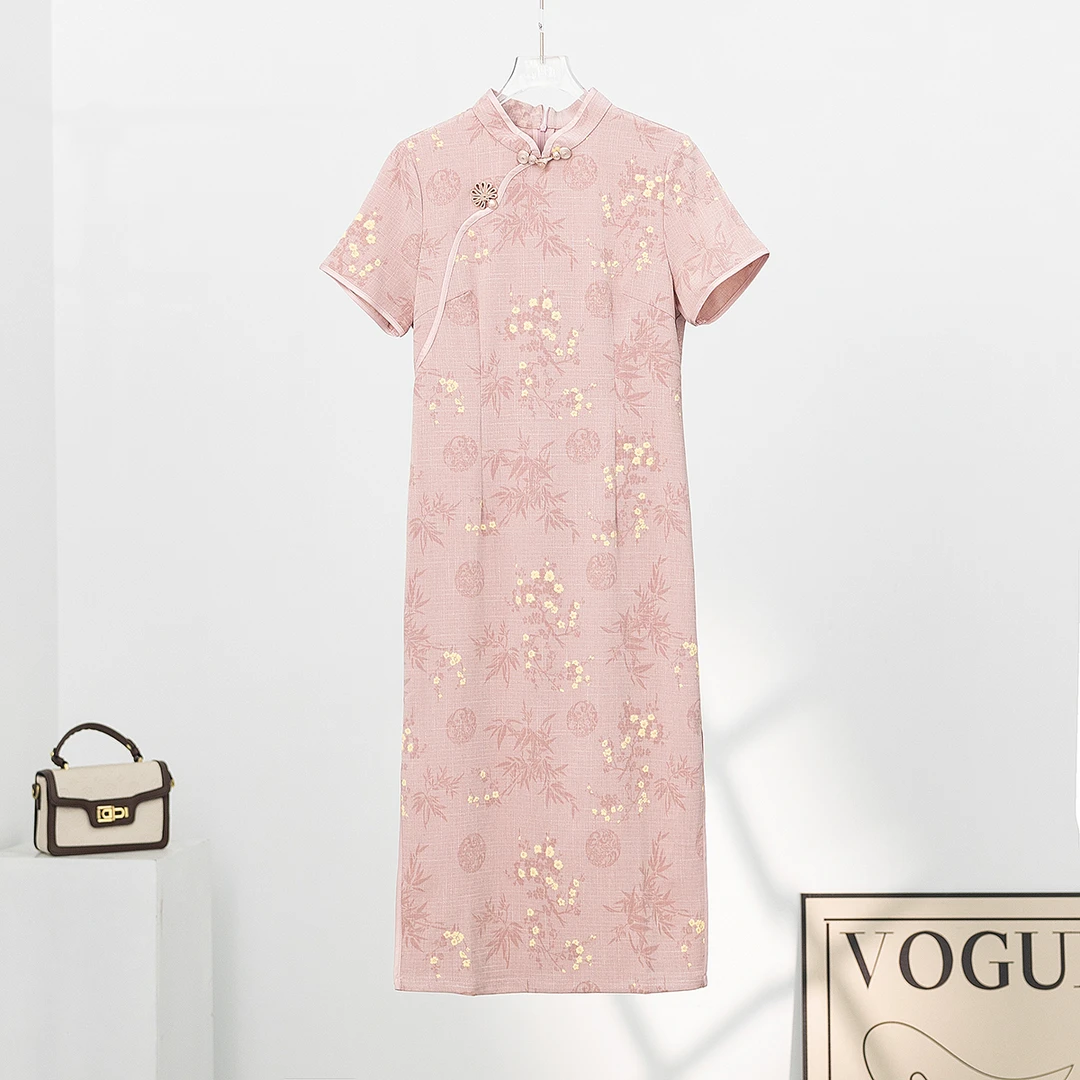 无印心匠B59967 旗袍新款夏季新中式气质日常修身复古连衣裙K417