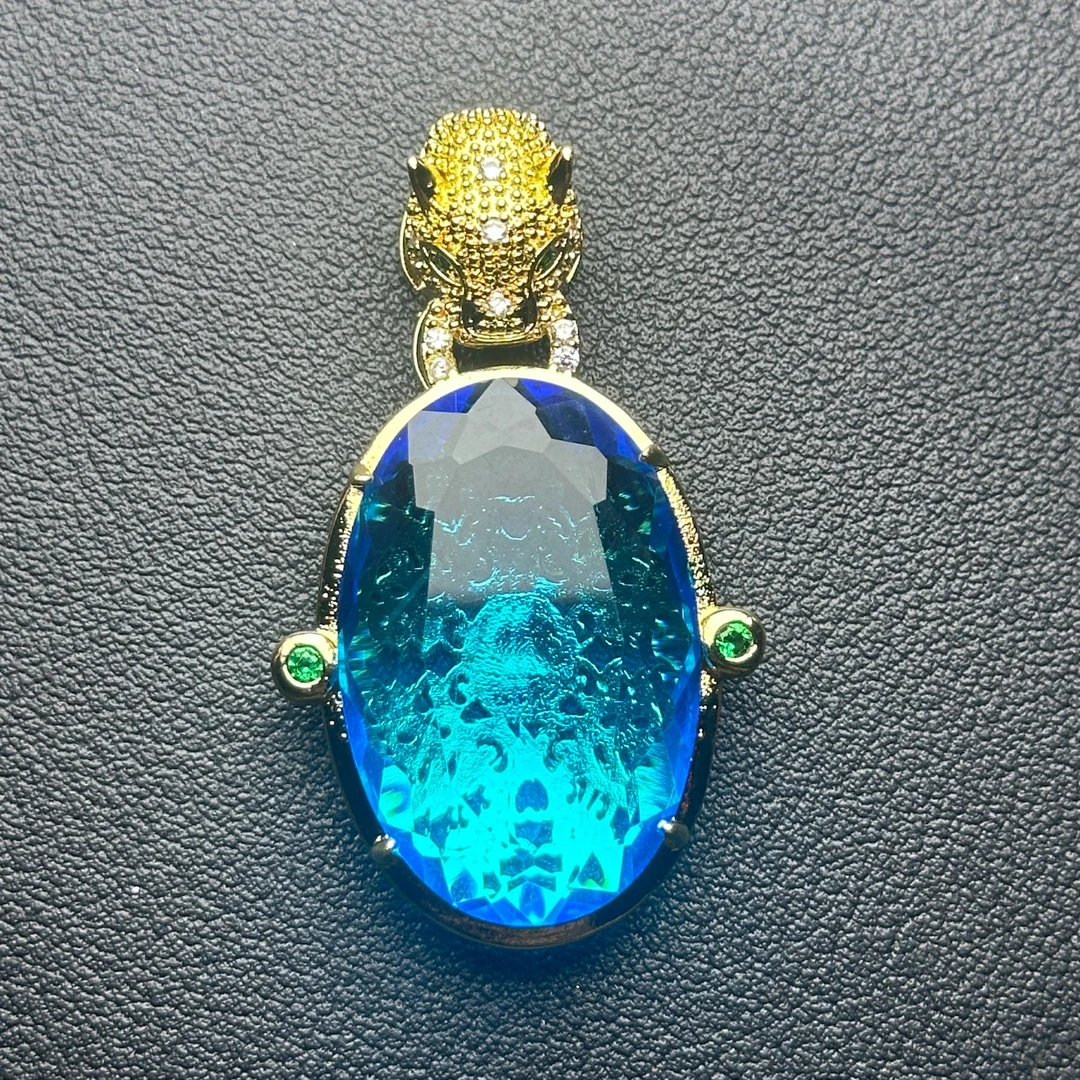 YYZB-009精致蓝色豹头吊坠项链多样性发一