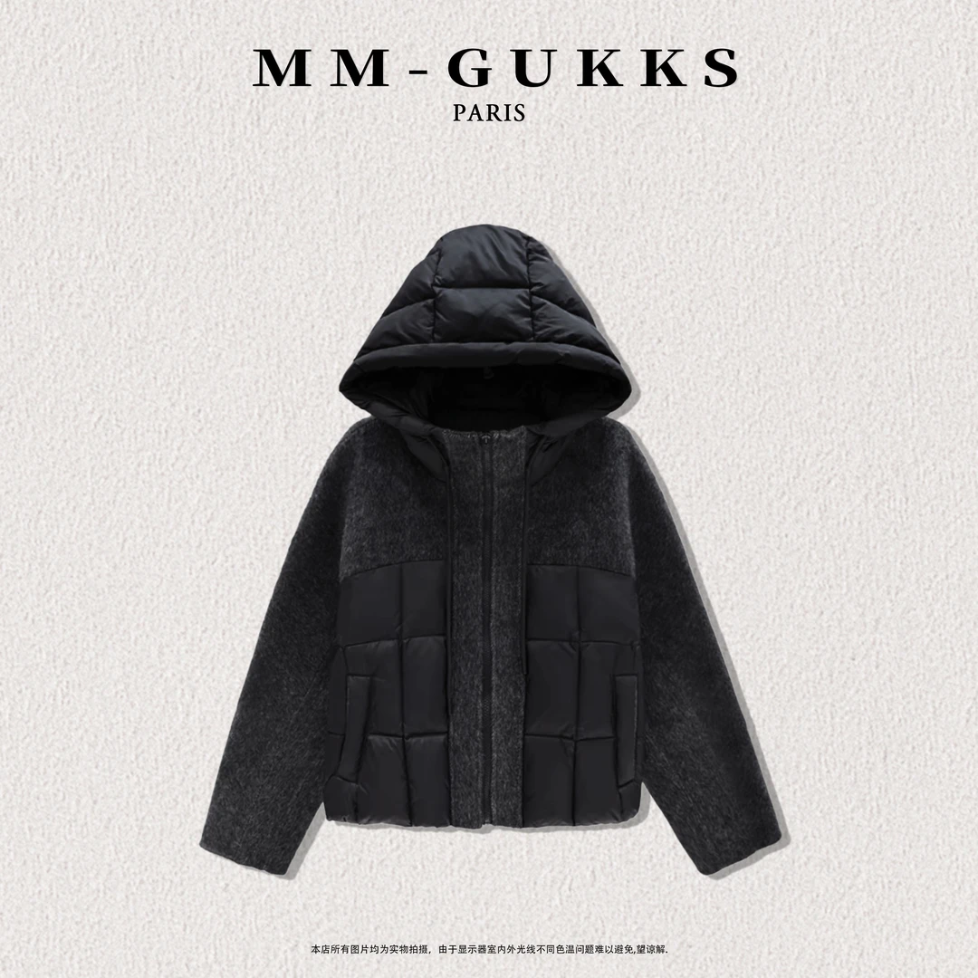 明明GUKKS『温度舞曲』2025秋冬绵羊毛拼接鸭绒保暖羽绒服外套