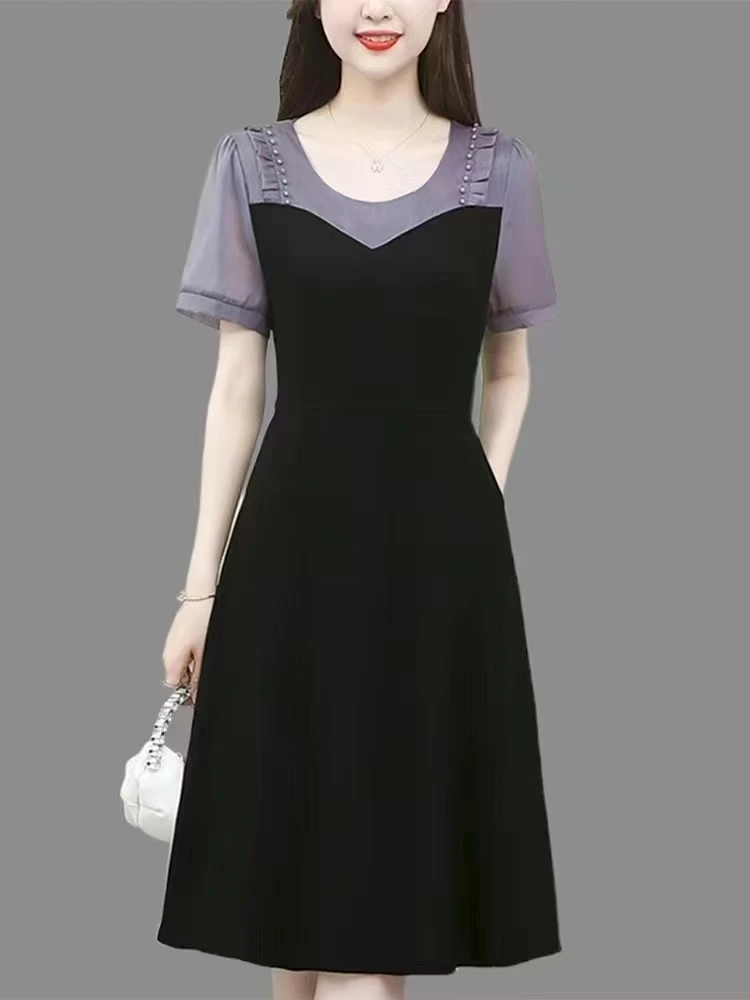 201 夏季女士时尚拼接连衣裙 三楼