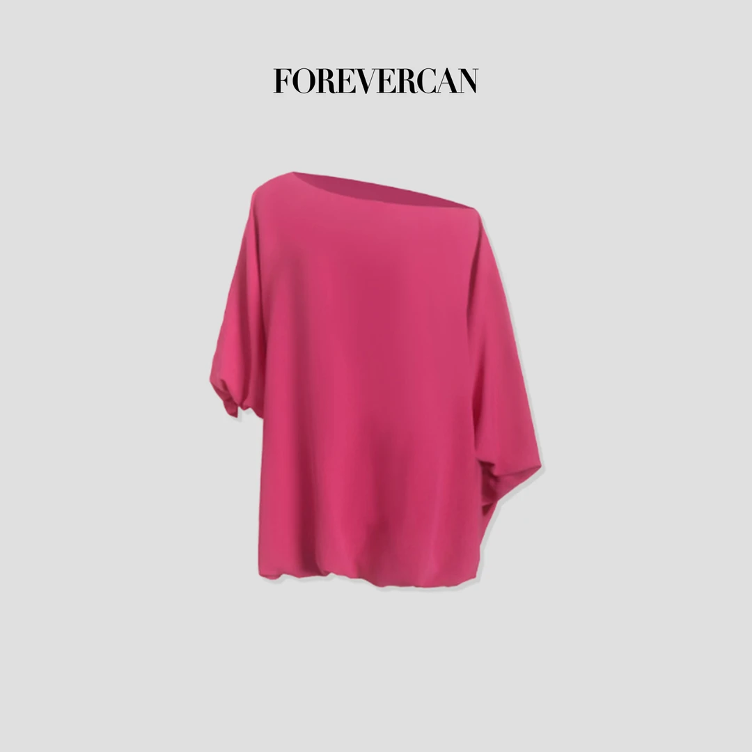 FOREVERCAN“弗洛伊德”V家秀场款极简立裁斜肩连衣裙SD21634