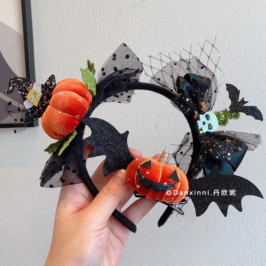 万圣节南瓜发箍发夹儿童节日搞怪拍照片发饰可爱幽灵头箍创意头饰