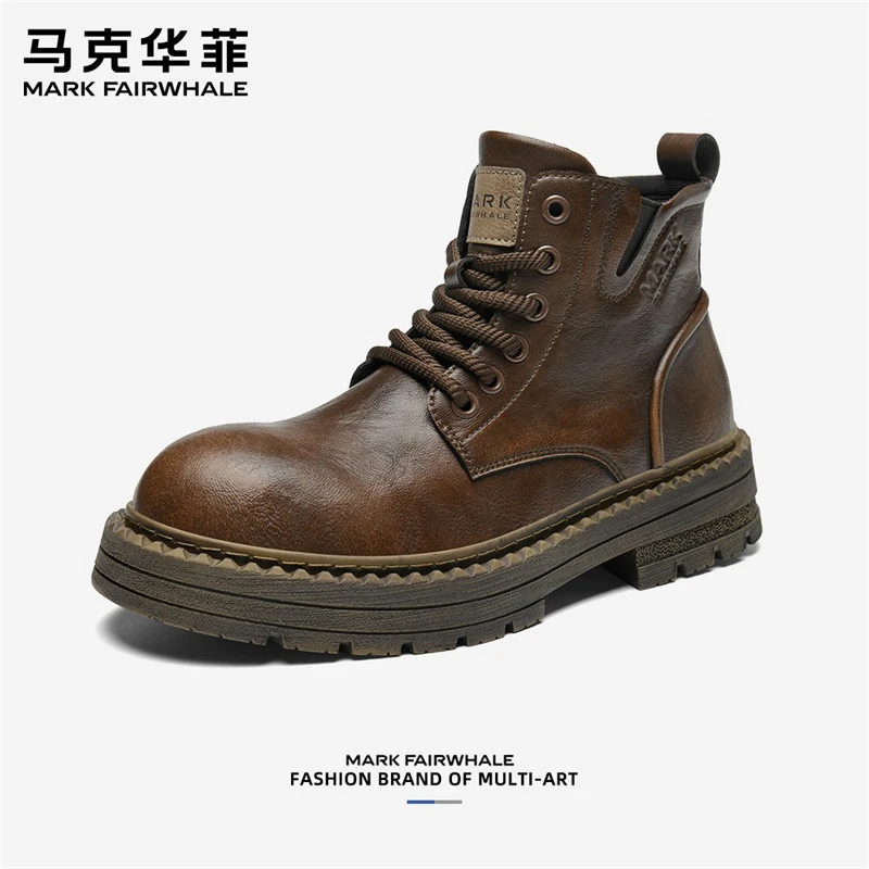 马克华菲马丁靴男款皮鞋男鞋工装靴复古鞋子皮靴男士靴子切尔西靴