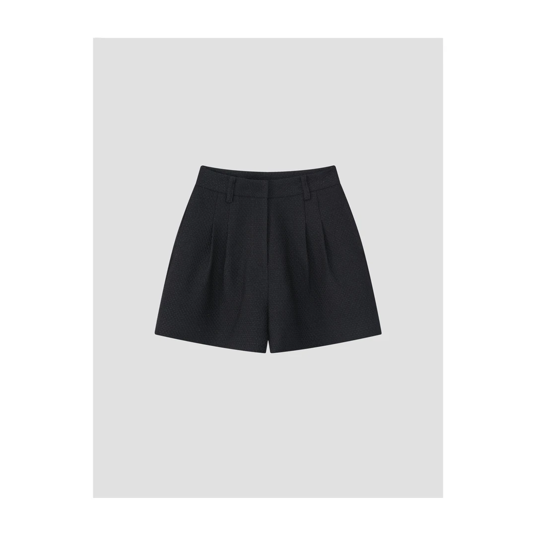 KEEP KAPU靠谱【小香风短裤】新款菱格粗花呢黑色短裤KP24782