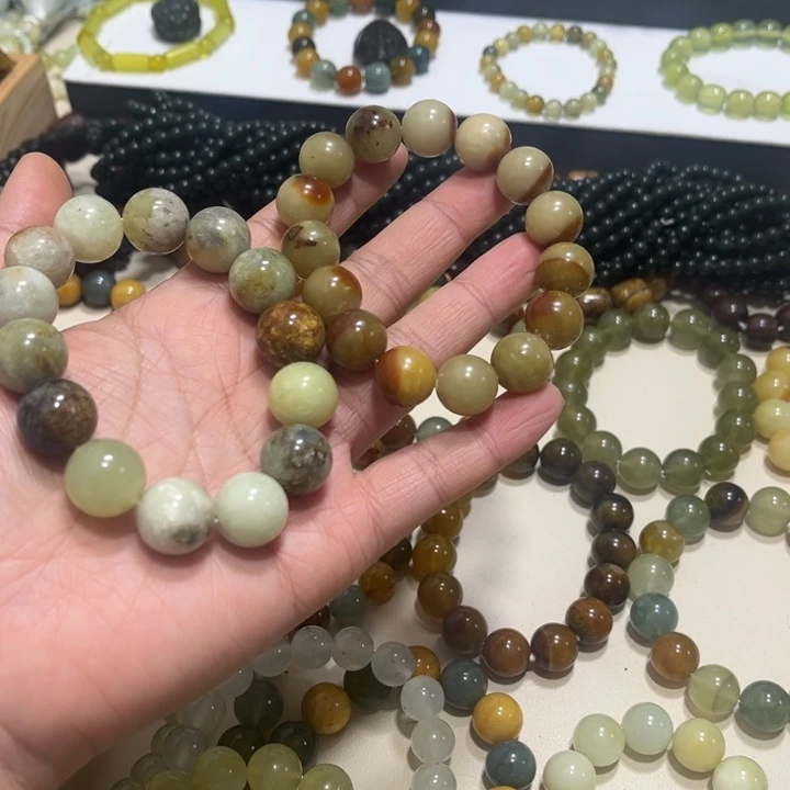 蛇纹石玉未镶嵌手链卡14微瑕