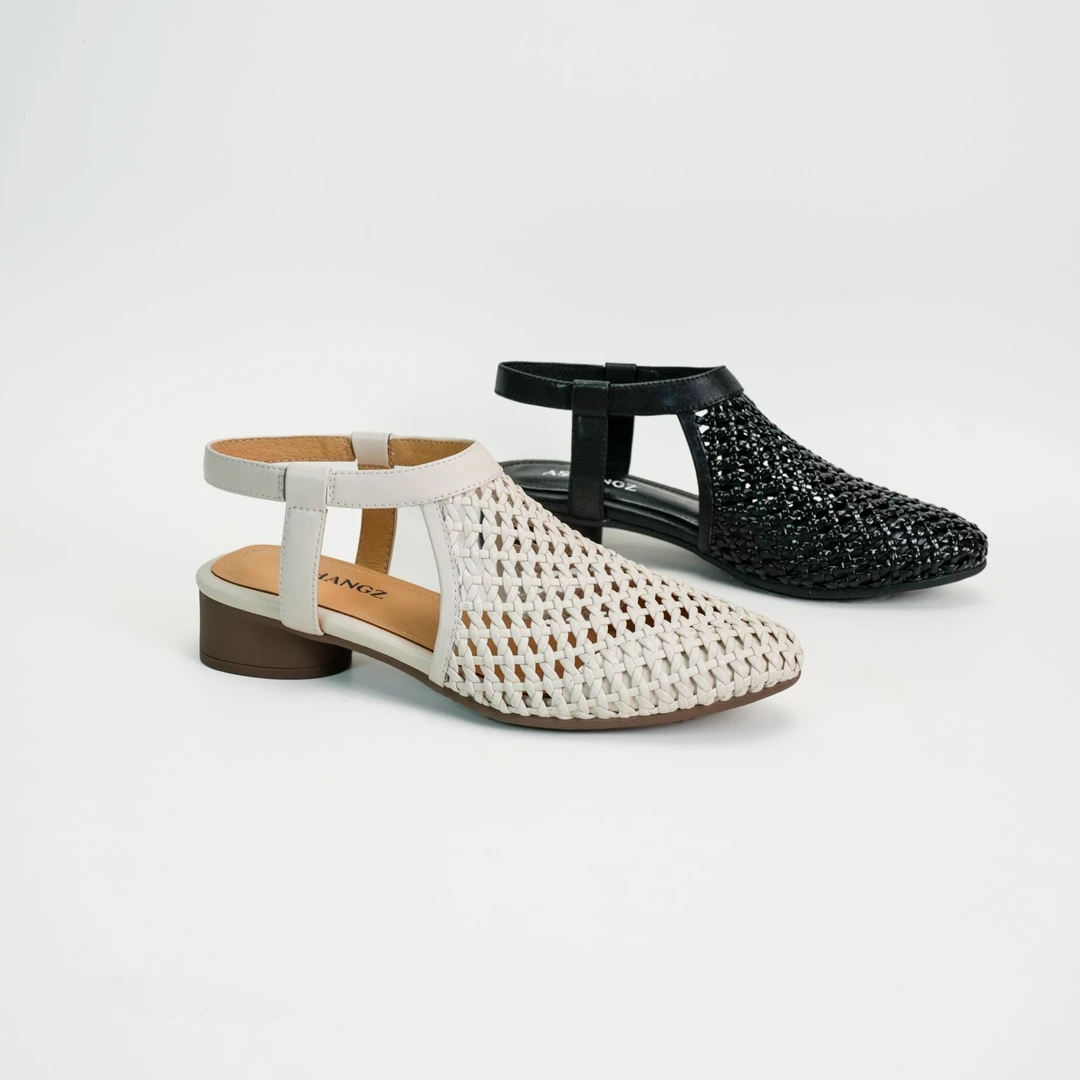 3厘米/尖头女士镂空手工凉靴单鞋舒适粗跟休闲风吸汗百搭低跟