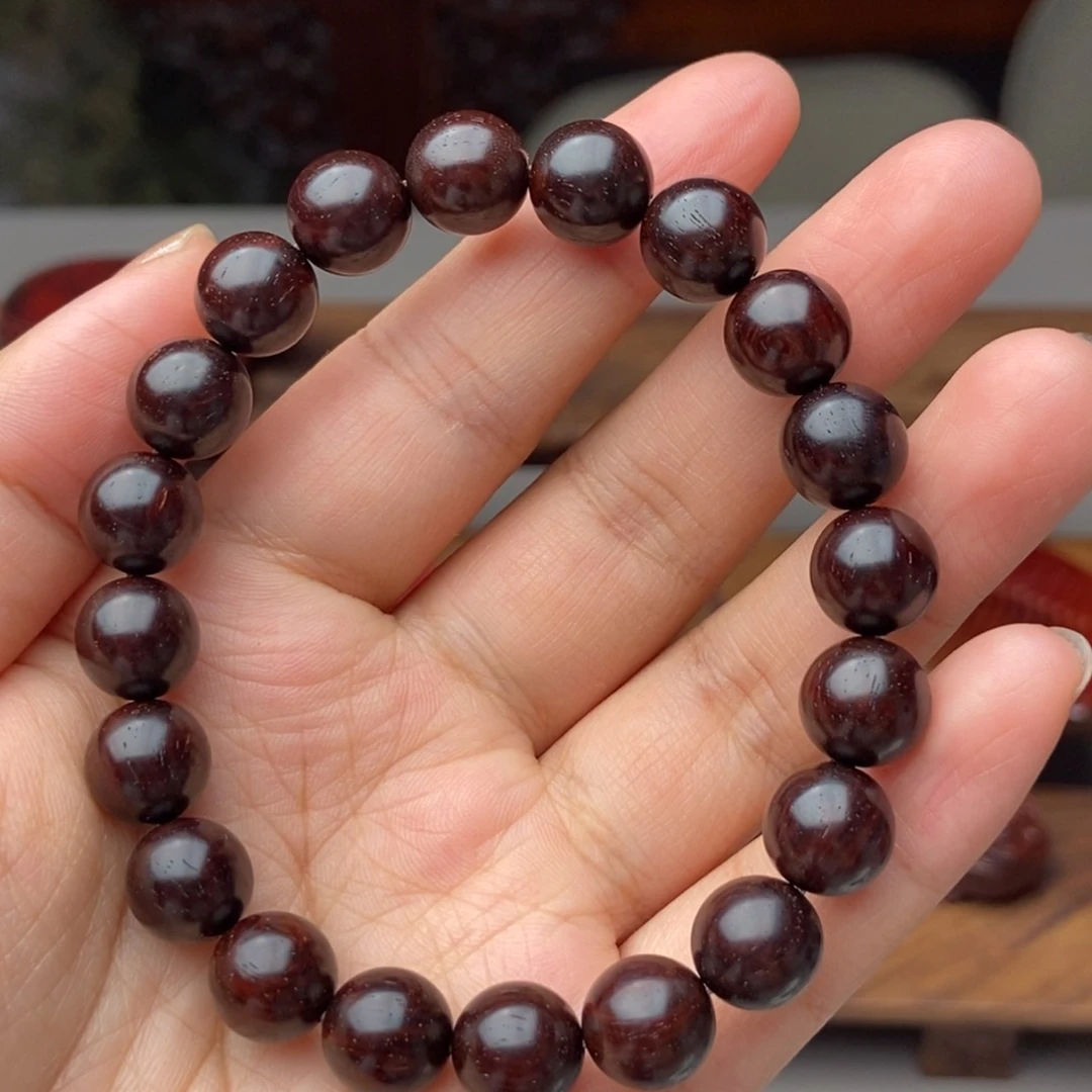 小叶紫檀手串/手链10㎜圆珠双三➕