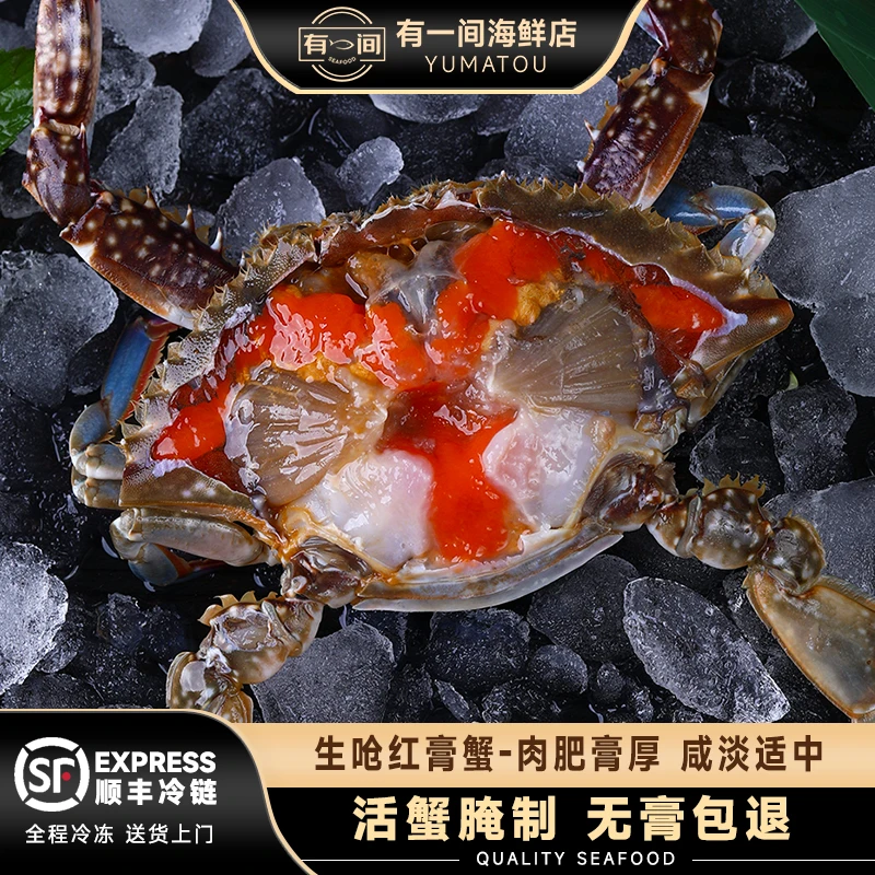 舟山宁波特产红膏咸呛蟹生醉蟹整只梭子蟹生腌红膏梭子蟹蟹膏