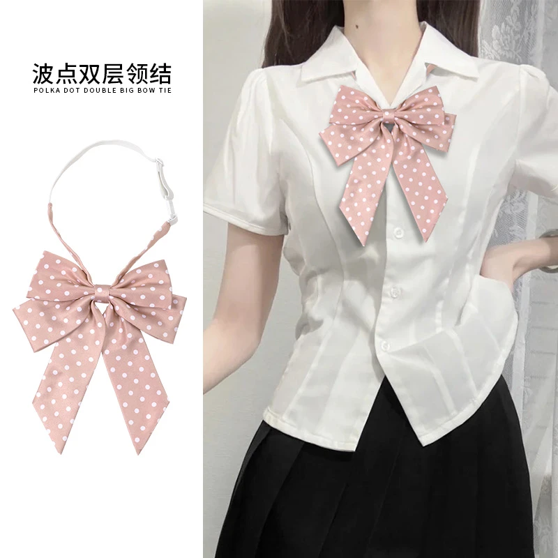 波点免打直条巾领结长柄领花JK学院风免打衬衫水手服蝴蝶结配饰女