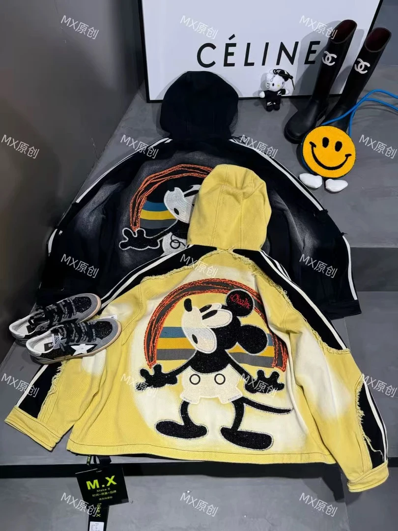 2025春季新款重工卡通米奇牛仔连帽开衫外套上衣MX37825