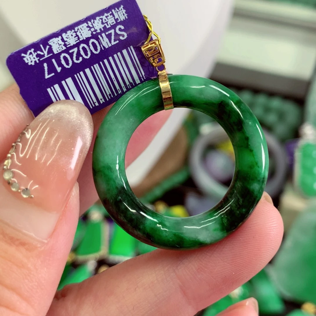 翡翠18K金镶嵌吊坠(不含链)