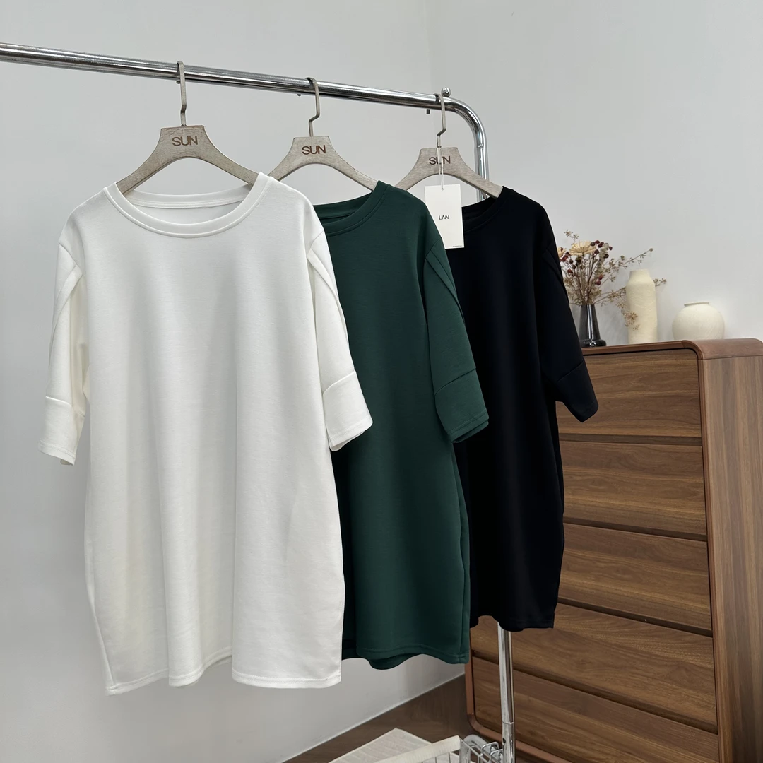 【林南南】圆领短袖T恤气质时尚休闲宽松大码百搭简约626336