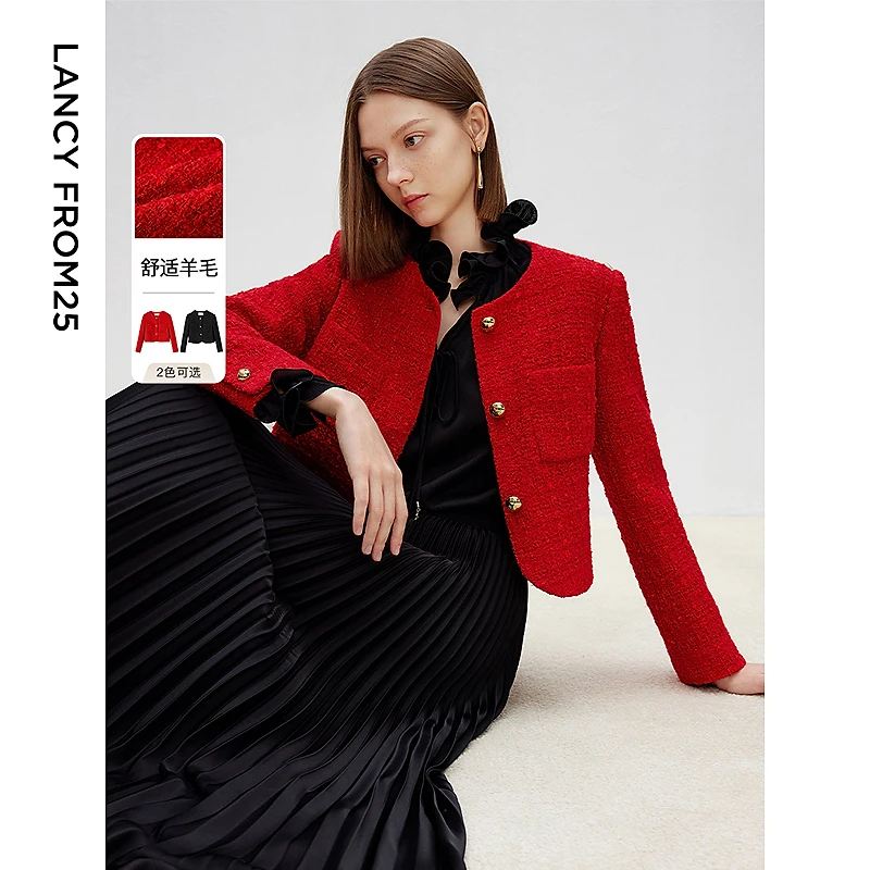 朗姿时尚洋气独特法式小香风短外套气质高级感休闲上衣2025春新款