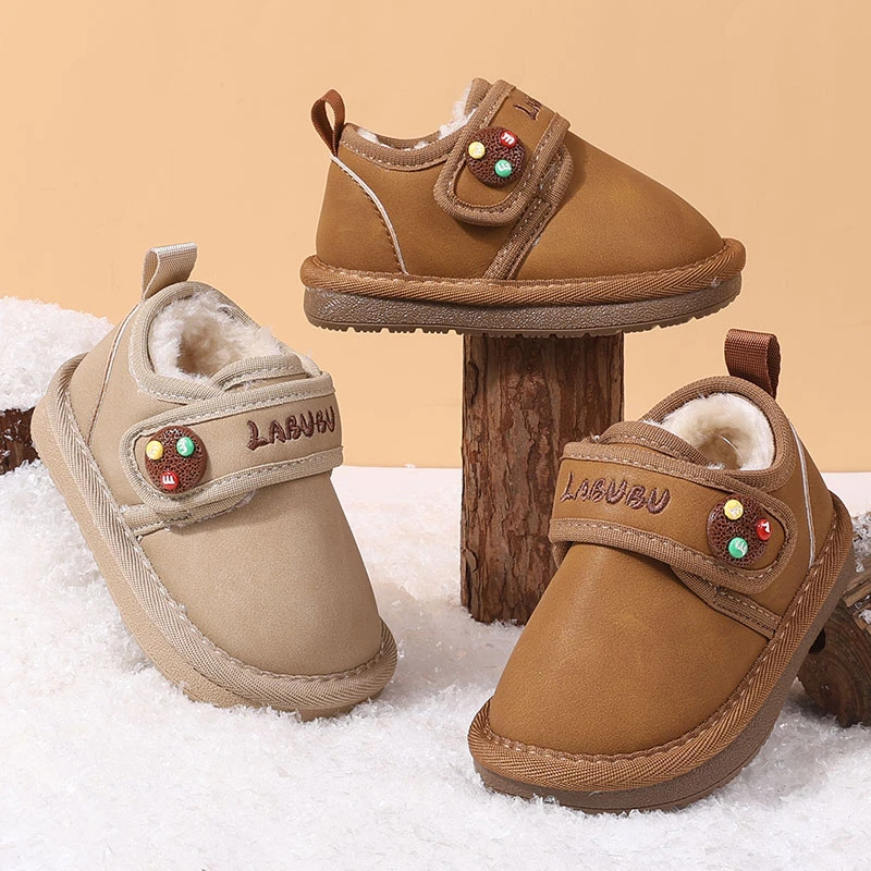 冬季款宝宝棉鞋1到3岁学步鞋软底加绒保暖男女童雪地靴外穿婴儿鞋