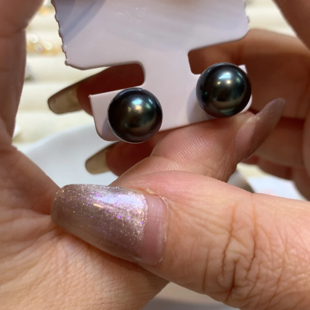 银S925镶嵌海水珍珠耳饰